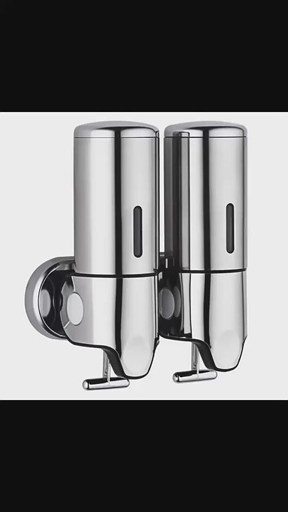 Stainless Steel Pull Rod Three-head Soap Dispenser Manual Pressing Shampoo & Shower Gel Soap Dispenser Hotel Toilet Pressing Soap