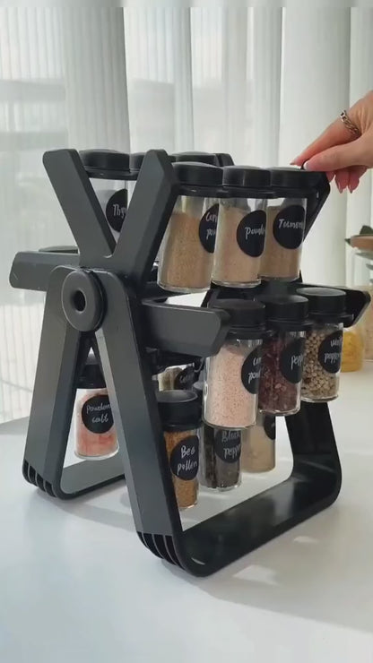 Cross Border With Bottle 18 Jar Ferris Wheel Rotating Glass Seasoning Rack Suit Seasoning Bottle Seasoning Spice Jar Seasoning Bottle