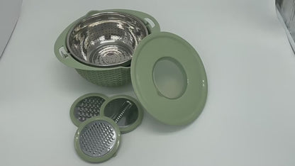 Cross-Border Stainless Steel Thickened Liner Set For Home Use, Rotatable Double-Layer Fruit And Vegetable Washing Basket, Creative Design