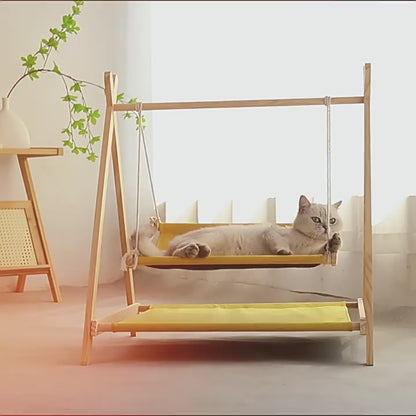 Cat Hammock Cat Swing Cat Bed Pet Bed Wooden Cat Nest Winter Warm Four Seasons Universal Cat Shaker