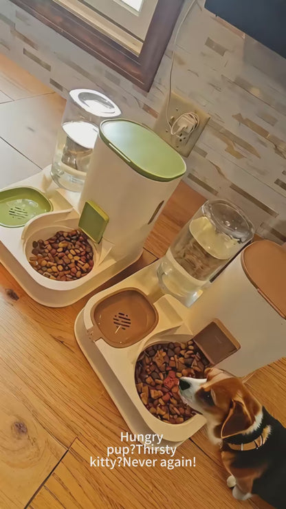 Pet Supplies New Cat Bowl And Dog Food Bowl Anti-Knock Over Large-Capacity Drinking Water Feeder Automatic Water Refill And Food Feeding All In One