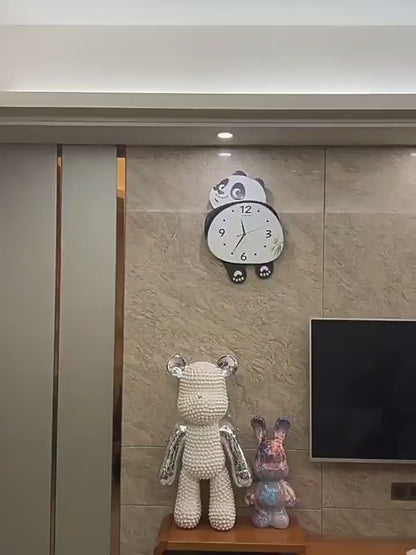 Internet Celebrity Panda Wall Clock Modern Home Living Room Wall Clock Creative Restaurant Cute Decorative Wall Clock Swing Wall Watch
